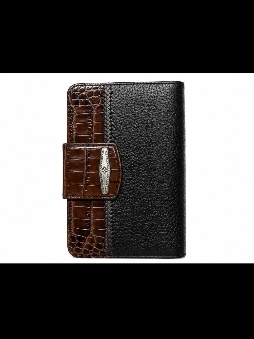 BRIGHTON Black and Brown Leather Wallet Organizer